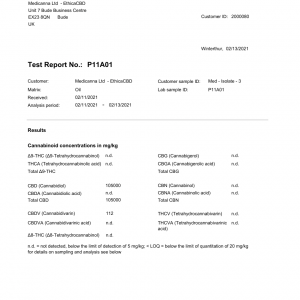 EthicaCBD 10ml 10% Turmeric Lab Report