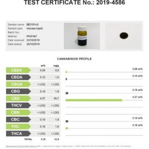 The British CBD Company 10ml 5% Whole Plant Lab Report