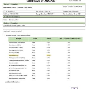 Oxocan 10ml 10% Lab Report